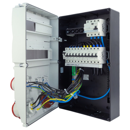 Rozdzielnica budowlana 63A 32A 16A CEE 2x230V eXT-S/FI Schuko z zabezpieczeniami gniazda Mennekes Doktorvolt DV-0847-D