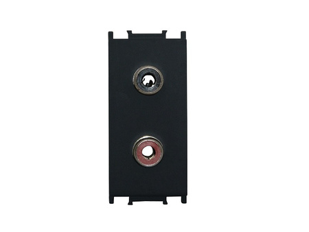 Gniazdo audio głośnikowe 2xRCA 1M Modul czarny bez ramki TEM do PD12 KM22SB-B