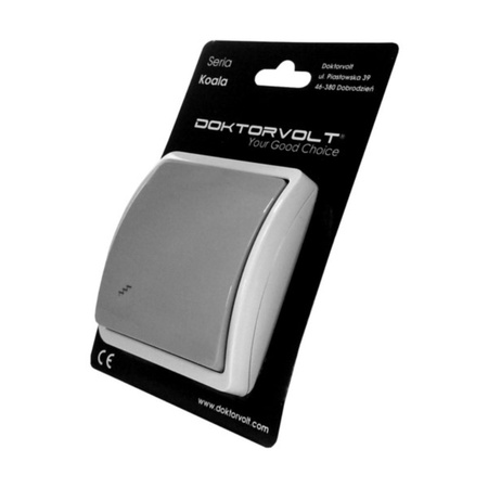 Łącznik schodowy natynkowy 10A 250V IP44 popiel/grafit 153-08-DRV