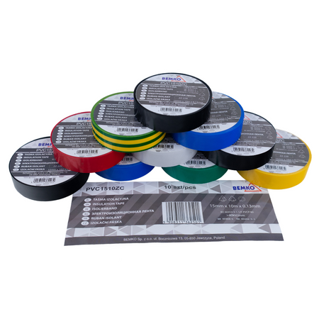 Taśma izolacyjna multikolor 15x10m ZESTAW E30-PVC1510ZC
