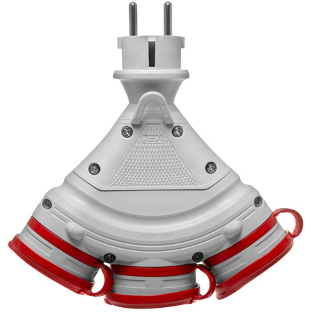 Rozgałęźnik przenośny szaro-czerwony R-X3/44S IP44 3×2P+Z 16A 250V Schuko W-01159