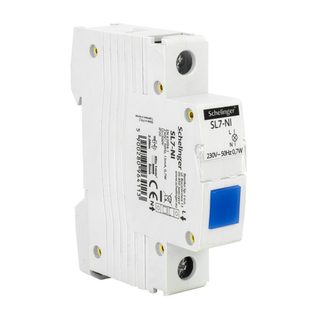 Kontrolka sygnalizacyjna na szynę DIN 230V 0,7W Schelinger niebieska S-A15-SL7-NI 