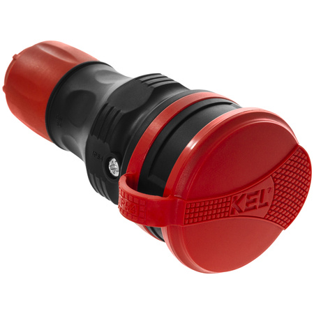 Gniazdo przenośne rozbieralne 230V Schuko IP44 z klapką czarno-czerwone W-01148