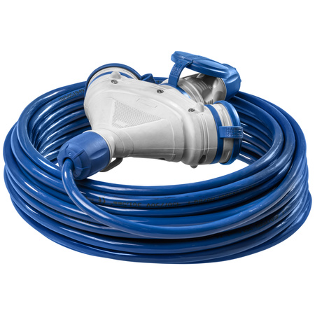 Przedłużacz trójdrożny 25m 250V 16A Schuko 3×2P+Z H07BQ-F 3×1,5 mm² IP44 W-01201