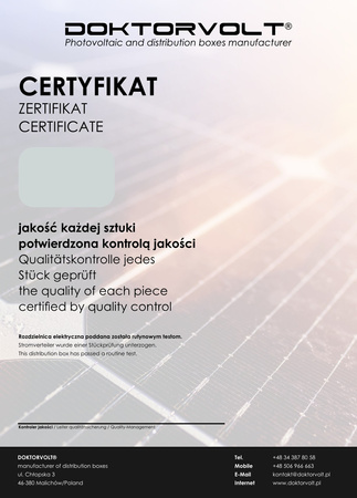 Rozdzielnica PV Fotowoltaiczna Solarna AC 1F B20 25A 300mA T1 T2 Doktorvolt 9498