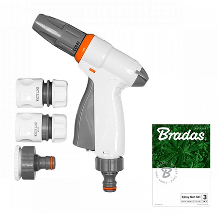 Zestaw z pistoletem regulowanym Bradas do zraszania QUICK WHITE LINE 1/2"3-stopniowa regulacja strumienia WL-EN6TSET