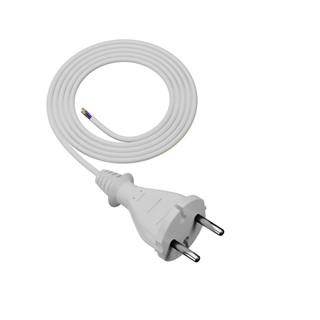 Przewód przyłączeniowy 1,5m z wtyczką prostą TYP E 230V 16A 2×1 mm² H05VV-F PP-21 biały W-98335