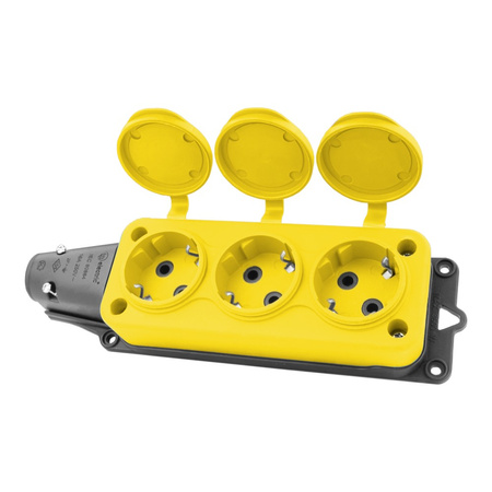 Listwa zasilająca 3 gniazda 16A 230V bez kabla żółta Schuko 3101-308-0700