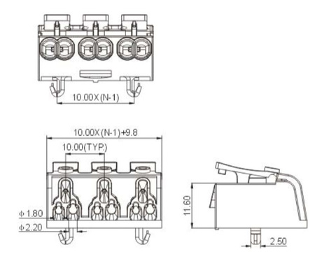 10 sztuk Kostka z Dźwignią Szybkozłączka 5x0.75-2.5mm2 450V VDE DGN 10-DG238-10.0-05P