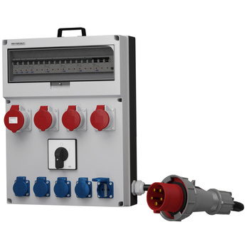 Rozdzielnica budowlana z kablem GR-S/FI SKH 32A 3x16A 5x230V Schuko Mennekes Doktorvolt® DV-0632-D