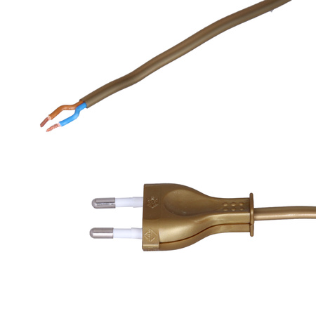 Przewód przyłączeniowy z łącznikiem PWK-11 1,5m 2x0,75 mm² z wtyczką płaską 250V 16A złoty W-99708