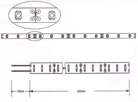 5m Pasek LED zimno biały IP65 36W/5m DC12V taśma LED ART 4201345