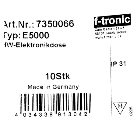 F-tronic Puszka instalacyjna IT 10 sztuka 68 mm podtynkowa z membraną wiatroszczelna 10 sztuka pomarańczowa VDE F-tronic 735 E5000