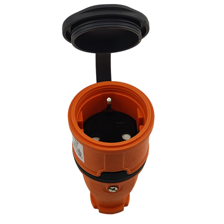 Gniazdo przenośne proste 16A 230V 2P+Z pomarańczowe Schuko 3101-304-2300