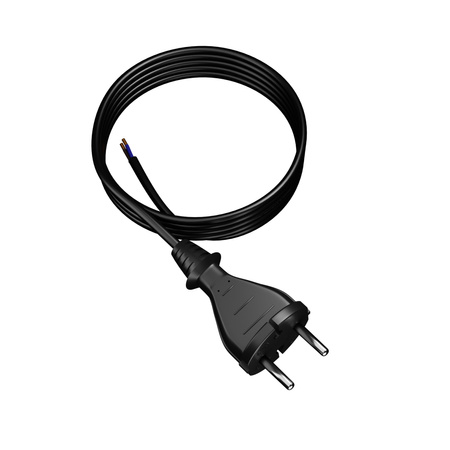 Przewód przyłączeniowy 3m z wtyczką prostą TYP E 230V 16A 2×1 mm² H05BQ-F PP-21 czarny W-98575