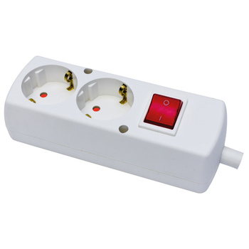 Gniazdo przenośne podwójne 2x230V Schuko z wyłącznikiem T-97593