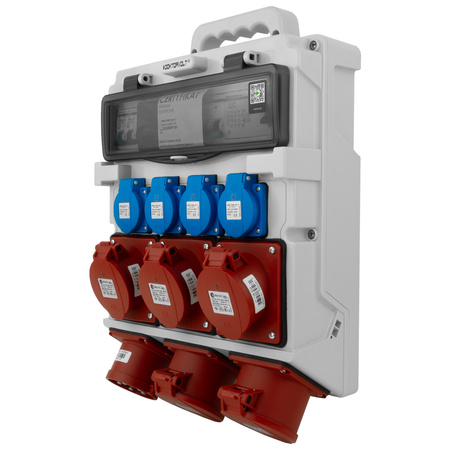 Rozdzielnica budowlana 3x16A 2x32A CEE 4x230V z uchwytem i wtyczką tablicową Doktorvolt DV-5053-D TR-S/FI 