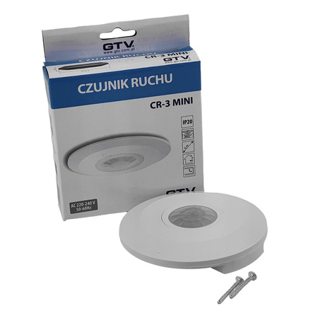 Czujnik ruchu sufitowy CR-3 MINI 360° IP20 biały GTV 6076