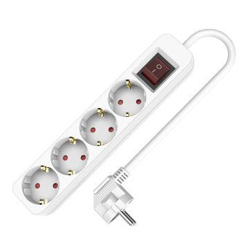 Przedłużacz 4 gniazda Schuko 3m z wyłącznikiem 250V 16A W-102102