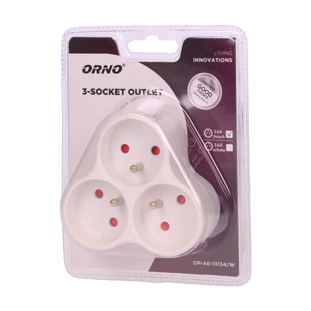 Rozgałęźnik 3x2P+Z. biały OR-AE-13134/W