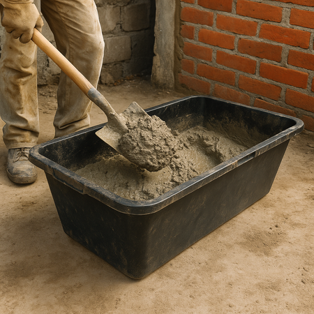 Kastra budowlana prostokątna 60L czarna z regranulatu PP/PE pojemnik na zaprawę beton klej odporna wiadro pojemnik donica kalfas DV-5619