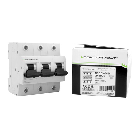 Wyłącznik nadprądowy MCB 10kA 3P 80A C80A Doktorvolt DV-5459