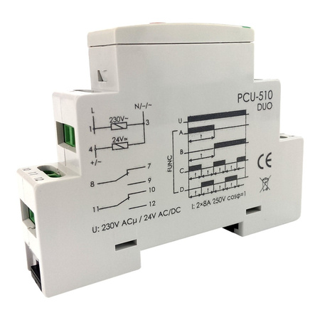 Przekaźnik czasowy wielofukncyjny - uniwersalny styk 2NO/NC F&F PCU-510 DUO