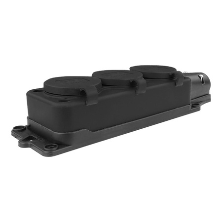 Listwa zasilająca 3 gniazda 16A 230V bez kabla czarna Schuko 3101-308-0300