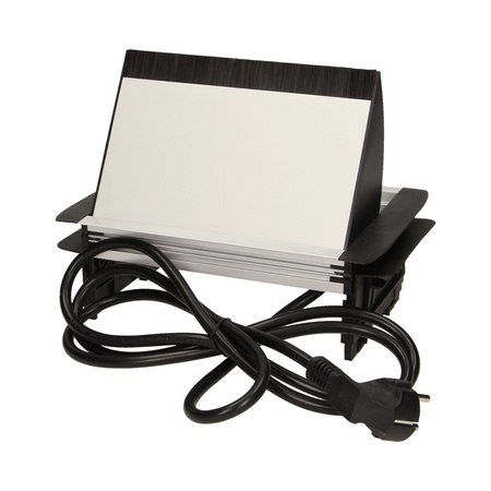 Gniazdo meblowe wpuszczane w blat ze szczotką przeciwkurzową i przewodem 1.8m. 3x2P+Z OR-AE-1361