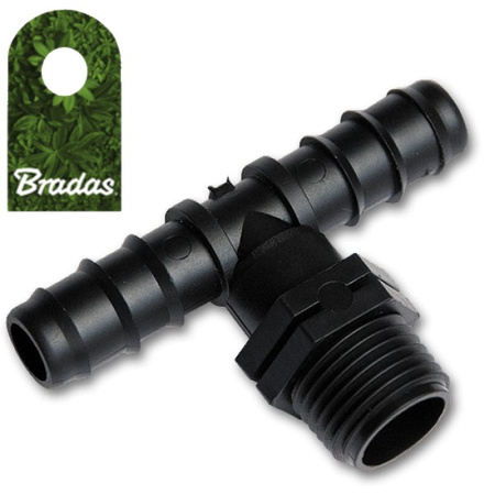 Bradas Trójnik GZ 1/2" 2x wtyk na wąż 20mm do węży kroplujących rur montażowych 7379