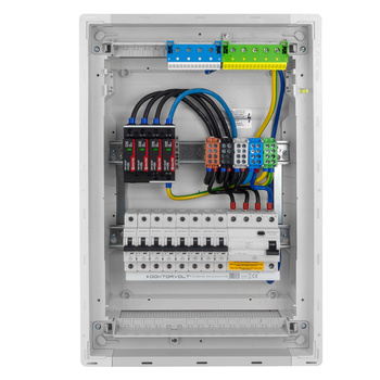 Rozdzielnica modułowa podtynkowa 2x12 zabezpieczona 8xMCB 1xRCCB VDE ogranicznik przepięć Saltek okablowana skrzynka elektryczna Hager 505,50x348x98mm zaciski rozgałęźne Doktorvolt DV-6203-PT