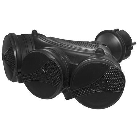 Rozgałęźnik przenośny czarny R-X3/44S IP44 3×2P+Z 16A 250V Schuko W-01162