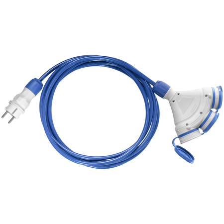Przedłużacz trójdrożny 5m 250V 16A Schuko 3×2P+Z H07BQ-F 3×2,5 mm² IP44 W-01198