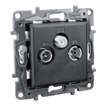 Gniazdo TV-R-SAT przelotowe czarne 14 dB Niloe Step 863578