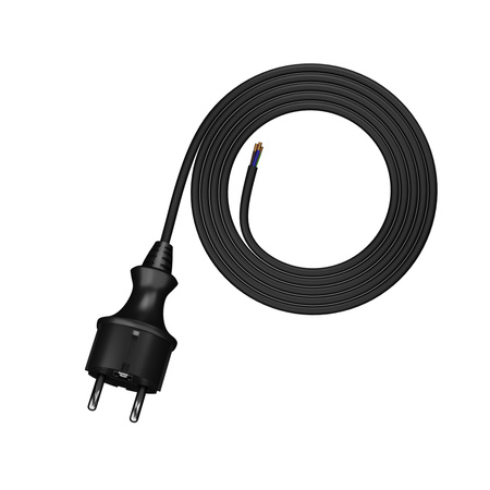 Przewód przyłączeniowy 2m z wtyczką prostą 250V 16A 3x1 mm² IP44 H07RN-F PP-40H czarny W-97207