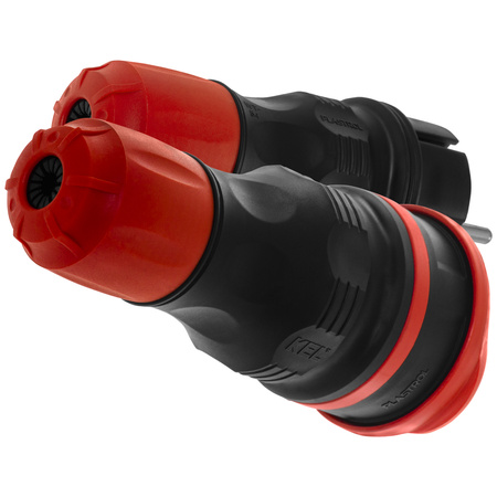 Zestaw przyłączeniowy z wtyczką WT-54 i gniazdem GN-44 250V Schuko czarno-czerwony W-98862