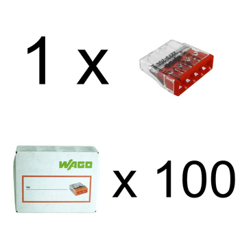 Szybkozłączka 4x0,5-2,5mm2 do puszek instalacyjnych na drut Cu - WAGO 1 sztuka 100 sztuk 1-2273-204