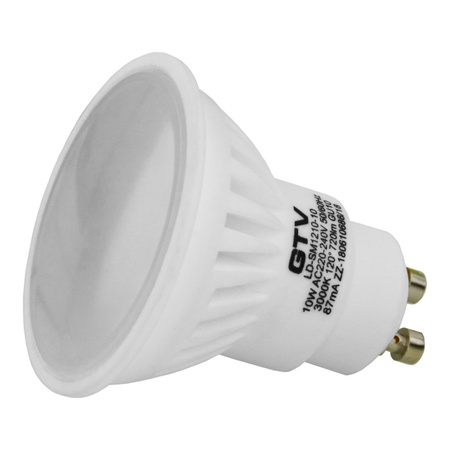 Żarówka LED 10W GU10 720lm ciepłobiała 3000k GTV LD-SM1210-10