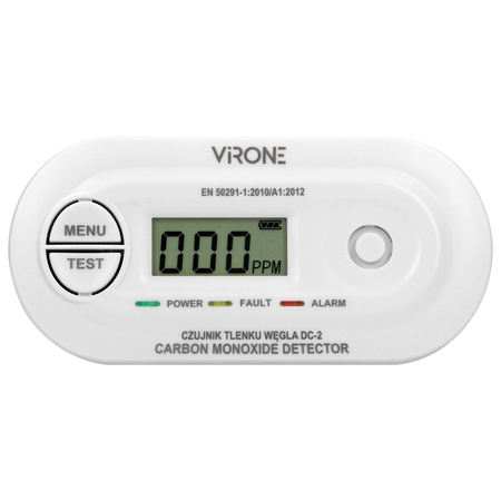 Bateryjny czujnik tlenku węgla z przyciskiem TEST. żywotność 10 lat DC-2