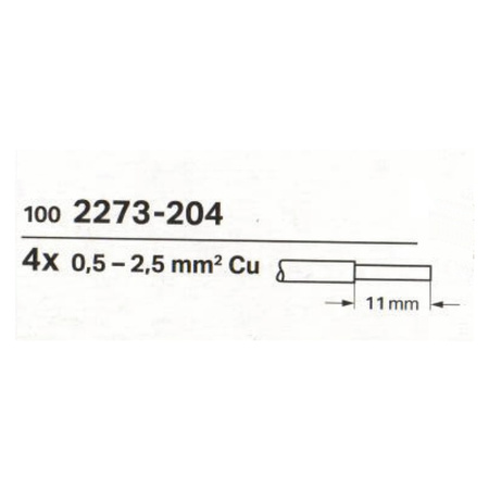 Szybkozłączka 4x0,5-2,5mm2 do puszek instalacyjnych na drut Cu - WAGO 1 sztuka 100 sztuk 1-2273-204