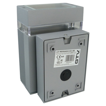 Oprawa elewacyjna GU10 50W IP54 szara kinkiet lampa ścienna NESSA GTV LD-NESSAGU10J-80