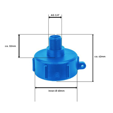 Złącze IBC GW S60x6 z wyjściem na wąż 3/4" Bradas 6058