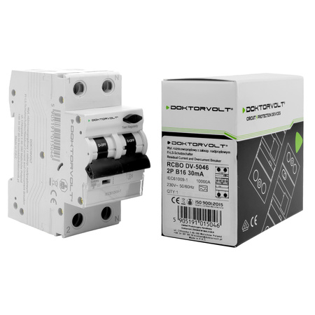 Wyłącznik różnicowoprądowy RCBO z członem nadprądowym B16 30mA 10 kA typ A Doktorvolt DV-5046