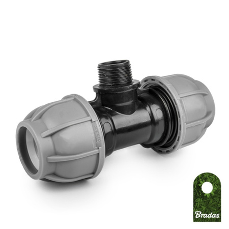 Trójnik PE do rur węża skręcany 20mm gwint zewnętrzny 3/4" PN10 BRADAS DSRA10T20M34