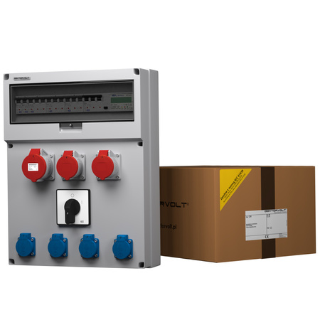 Rozdzielnica budowlana z łącznikiem i licznikiem zużycia energii GR-S/FI 32A 2x16A 4x230V Schuko Mennekes Doktorvolt® DV-9108-D