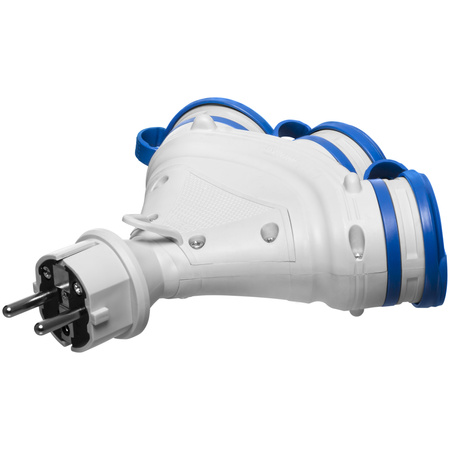 Rozgałęźnik przenośny szaro-niebieski R-X3/44S IP44 3×2P+Z 16A 250V Schuko W-01161