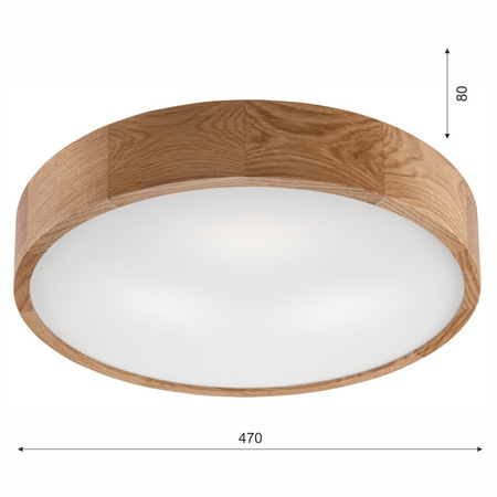 Lampa sufitowa drewniana lampa plafon drewniany dębowy LED 3-punktowy okrągły 47 cm IP20 LD-PD-6.3 DAB