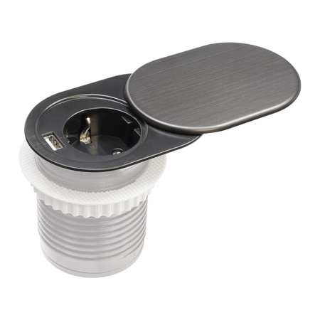 Gniazdo meblowe do zabudowy 1x 230V Schuko i 1x USB-A W-72012