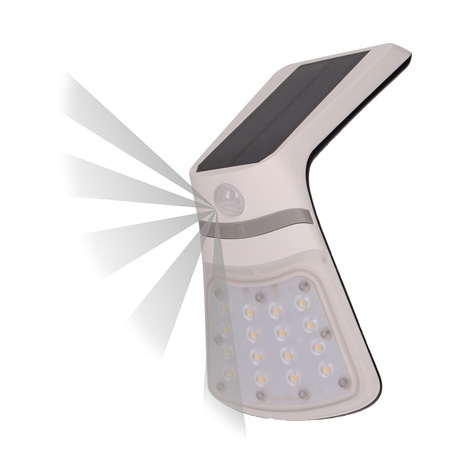 NOCTURNE LED 2W. lampa solarna z czujnikiem ruchu 120st. 240lm. IP65. 4000K. 1200mAh. podwójne źródło światła. biała OR-SL-6107WLR4