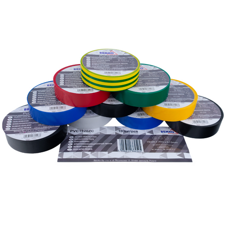 Taśma izolacyjna multikolor 19x20m ZESTAW E30-PVC1920ZC